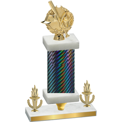 Premium Single Black Carbon Fiber Victory Baseball Trophy