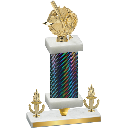 Premium Single Black Carbon Fiber Victory Baseball Trophy