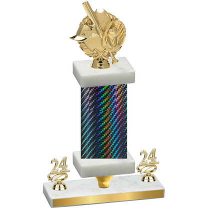 Premium Single Black Carbon Fiber Year Baseball Trophy