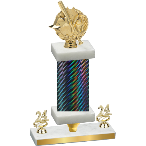 Premium Single Black Carbon Fiber Year Baseball Trophy