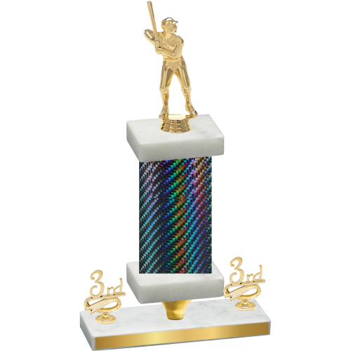 Premium Single Black Carbon Fiber Third Place Baseball Trophy