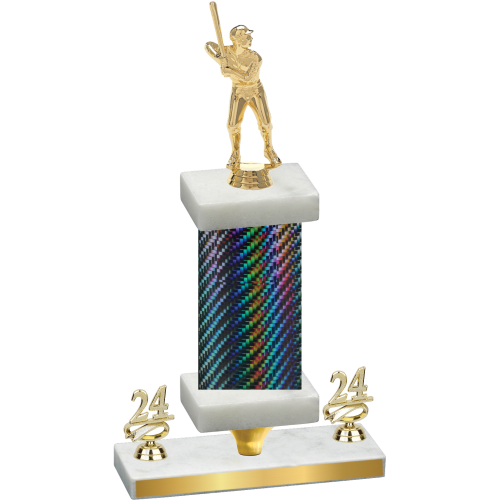 Premium Single Black Carbon Fiber Year Baseball Trophy