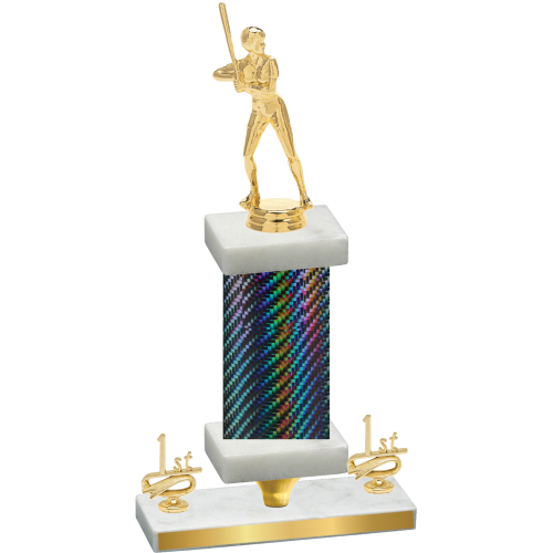 Premium Single Black Carbon Fiber First Place Softball Trophy