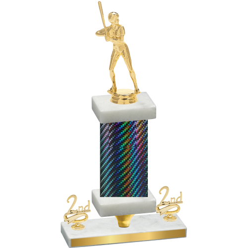 Premium Single Black Carbon Fiber Second Place Softball Trophy