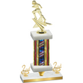 Premium Single Flag USA Second Place Football Trophy