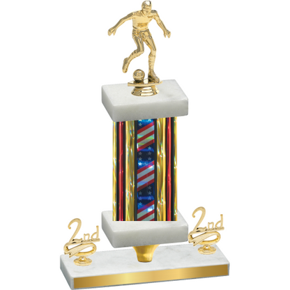 Premium Single Flag USA Second Place Soccer Trophy