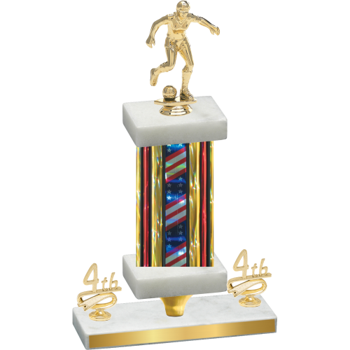 Premium Single Flag USA Fourth Place Soccer Trophy