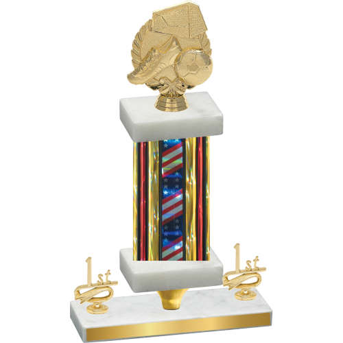 Premium Single Flag USA First Place Soccer Trophy