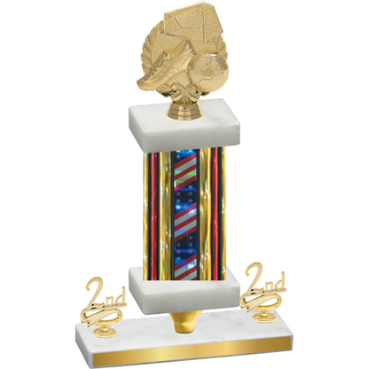 Premium Single Flag USA Second Place Soccer Trophy