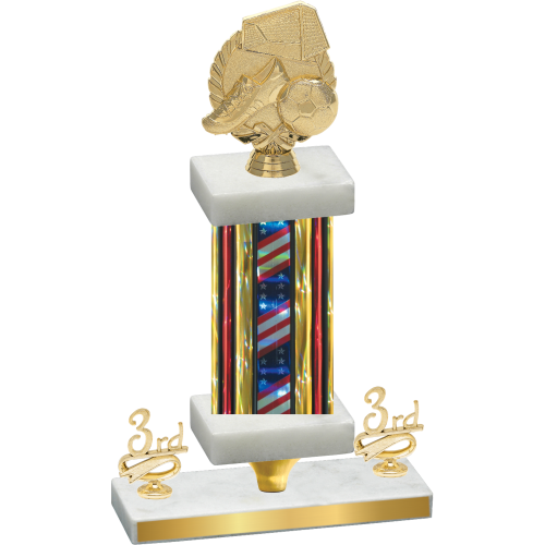 Premium Single Flag USA Third Place Soccer Trophy