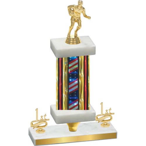 Premium Single Flag USA First Place Rugby Trophy