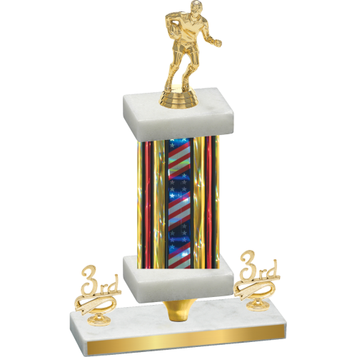 Premium Single Flag USA Third Place Rugby Trophy