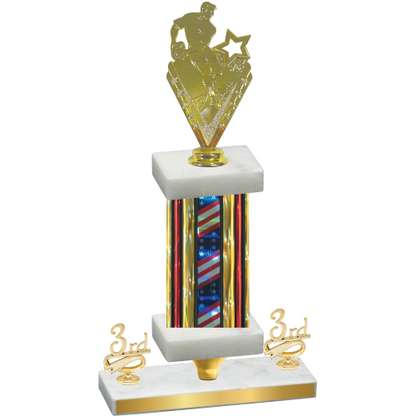 Premium Single Flag USA Third Place Rugby Trophy