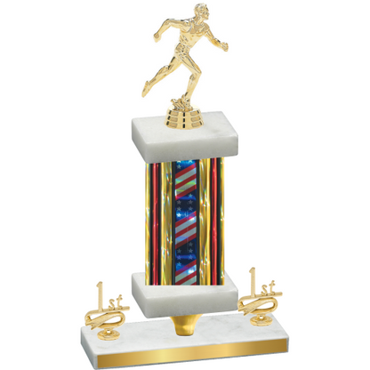 Premium Single Flag USA First Place Running Trophy