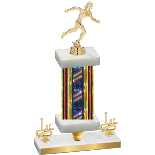 Premium Single Flag USA First Place Running Trophy