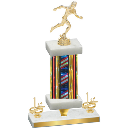 Premium Single Flag USA First Place Running Trophy