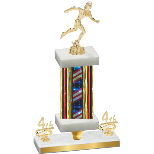 Premium Single Flag USA Fourth Place Running Trophy