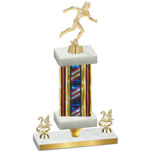 Premium Single Flag USA Year Running Trophy