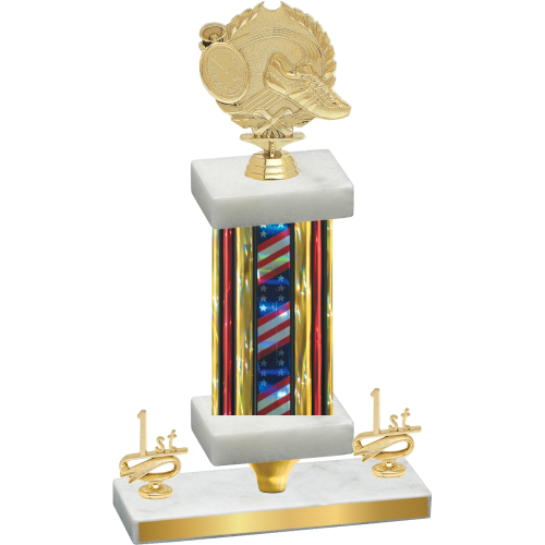 Premium Single Flag USA First Place Running Trophy