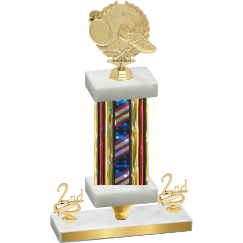 Premium Single Flag USA Second Place Running Trophy