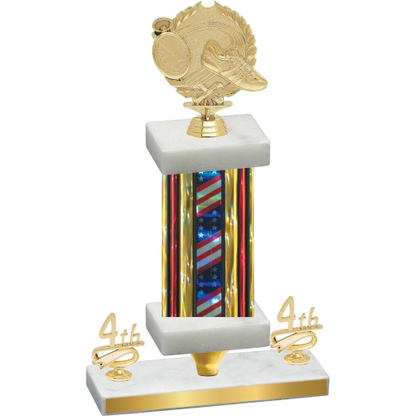 Premium Single Flag USA Fourth Place Running Trophy