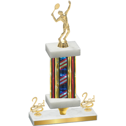 Premium Single Flag USA Second Place Tennis Trophy