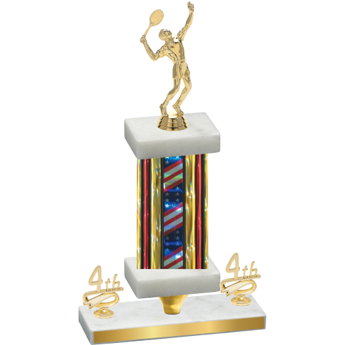 Premium Single Flag USA Fourth Place Tennis Trophy