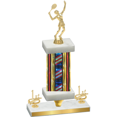 Premium Single Flag USA First Place Tennis Trophy