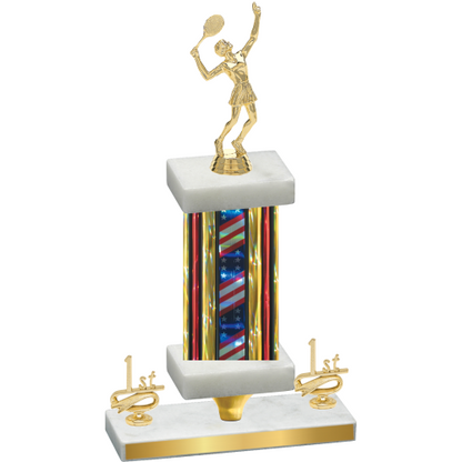 Premium Single Flag USA First Place Tennis Trophy