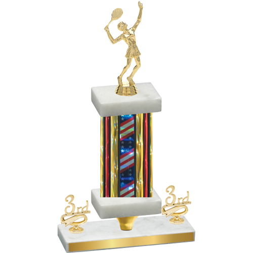 Premium Single Flag USA Third Place Tennis Trophy