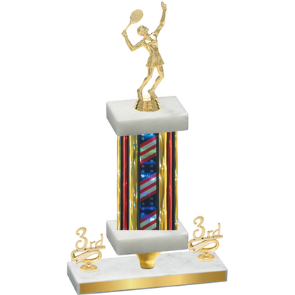 Premium Single Flag USA Third Place Tennis Trophy