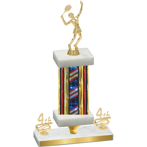 Premium Single Flag USA Fourth Place Tennis Trophy