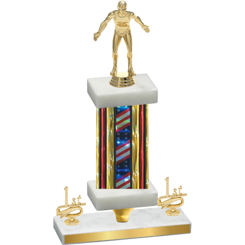 Premium Single Flag USA First Place Wrestling Trophy