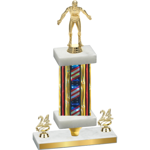 Premium Single Flag USA Year Wrestling Trophy