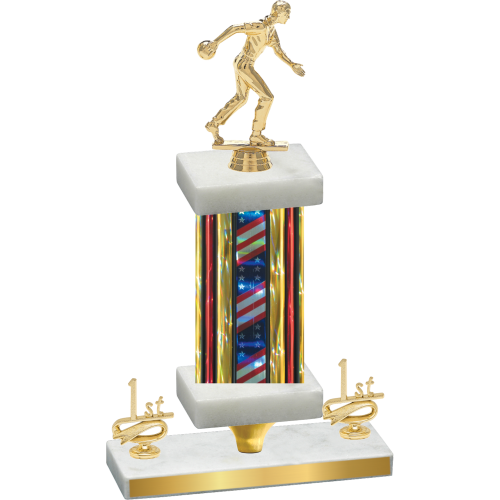 Premium Single Flag USA First Place Bowling Trophy