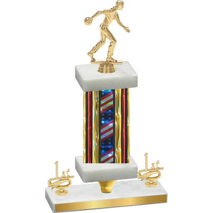 Premium Single Flag USA First Place Bowling Trophy