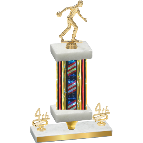 Premium Single Flag USA Fourth Place Bowling Trophy