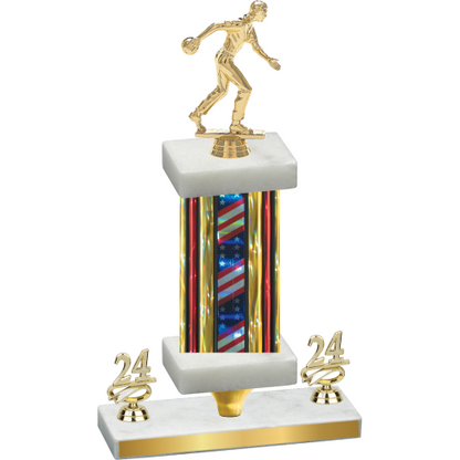 Premium Single Flag USA Year Bowling Trophy