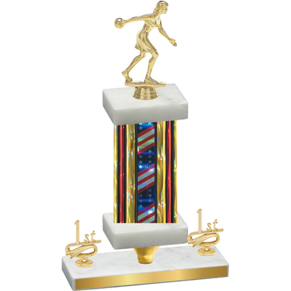 Premium Single Flag USA First Place Bowling Trophy