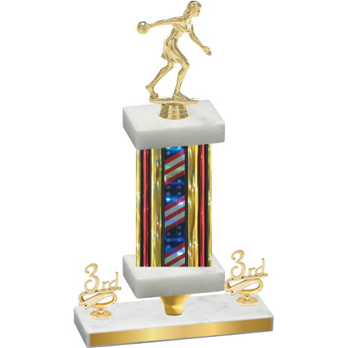 Premium Single Flag USA Third Place Bowling Trophy