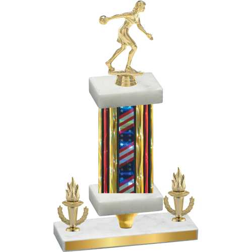Premium Single Flag USA Victory Bowling Trophy