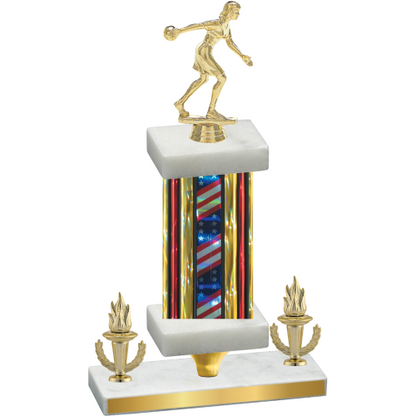 Premium Single Flag USA Victory Bowling Trophy