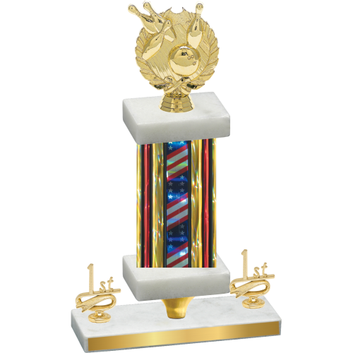 Premium Single Flag USA First Place Bowling Trophy