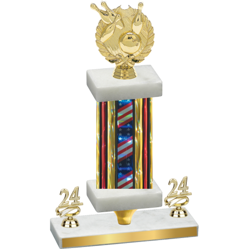 Premium Single Flag USA Year Bowling Trophy