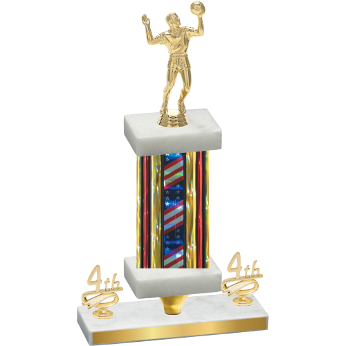 Premium Single Flag USA Fourth Place Volleyball Trophy
