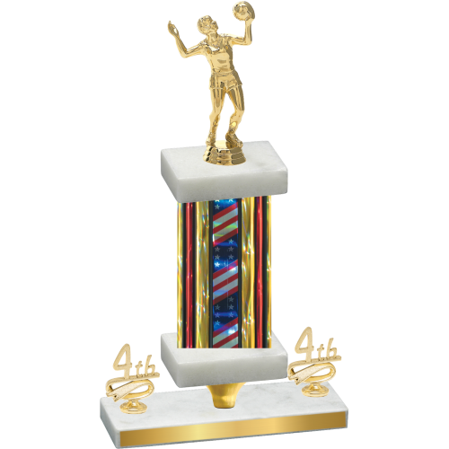 Premium Single Flag USA Fourth Place Volleyball Trophy