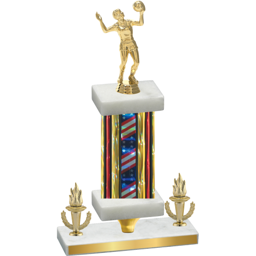 Premium Single Flag USA Victory Volleyball Trophy