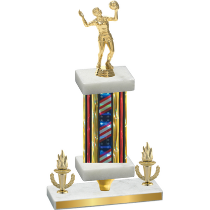 Premium Single Flag USA Victory Volleyball Trophy