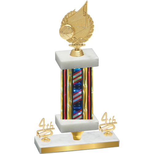 Premium Single Flag USA Fourth Place Volleyball Trophy