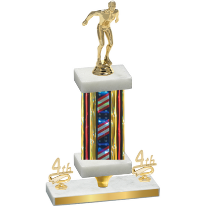 Premium Single Flag USA Fourth Place Swimming Trophy